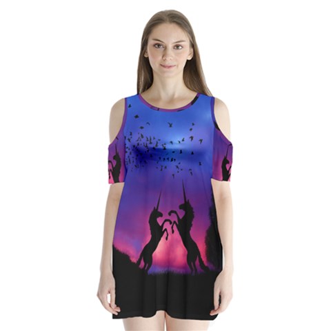 Unicorn Sunset Shoulder Cutout Velvet One Piece from ArtsNow.com