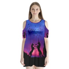 Unicorn Sunset Shoulder Cutout Velvet One Piece from ArtsNow.com