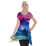 Water Paint Short Sleeve Side Drop Tunic