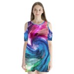 Water Paint Shoulder Cutout Velvet One Piece