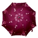 Pink Flower Art Hook Handle Umbrella (Medium)