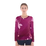 Pink Flower Art Women s Long Sleeve Tee