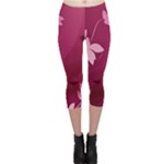 Pink Flower Art Capri Leggings 