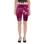 Pink Flower Art Yoga Cropped Leggings