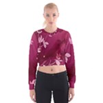 Pink Flower Art Cropped Sweatshirt