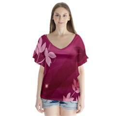 V-Neck Flutter Sleeve Top 