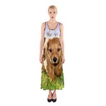 Puppy In Grass Sleeveless Maxi Dress