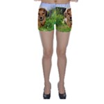 Puppy In Grass Skinny Shorts