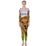 Puppy In Grass Long Sleeve Catsuit