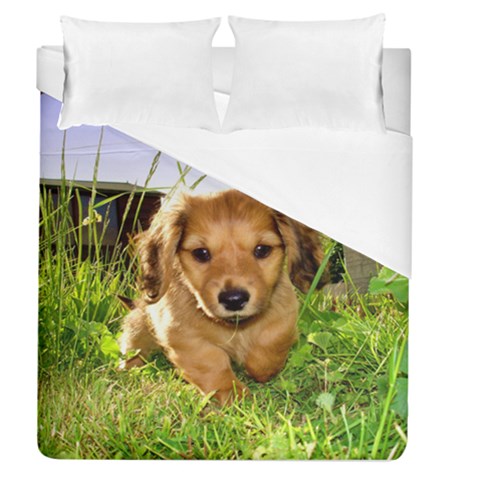 Puppy In Grass Duvet Cover (Queen Size) from ArtsNow.com