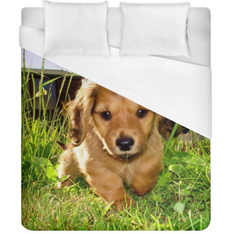 Puppy In Grass Duvet Cover (California King Size) from ArtsNow.com