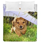 Puppy In Grass Duvet Cover Double Side (Queen Size)