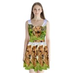 Puppy In Grass Split Back Mini Dress 