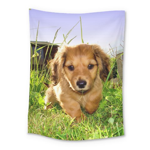 Puppy In Grass Medium Tapestry from ArtsNow.com