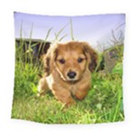 Puppy In Grass Square Tapestry (Large)