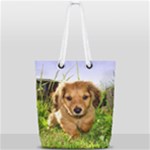 Puppy In Grass Full Print Rope Handle Tote (Small)