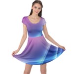 Purple Blue Wave Cap Sleeve Dress