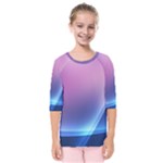 Purple Blue Wave Kids  Quarter Sleeve Raglan Tee