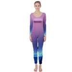 Purple Blue Wave Long Sleeve Catsuit