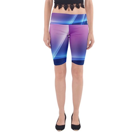 Purple Blue Wave Yoga Cropped Leggings from ArtsNow.com