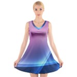 Purple Blue Wave V-Neck Sleeveless Dress