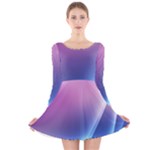 Purple Blue Wave Long Sleeve Velvet Skater Dress