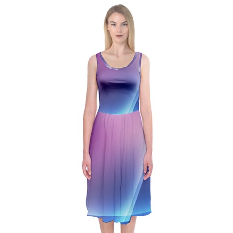 Purple Blue Wave Midi Sleeveless Dress from ArtsNow.com