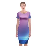 Purple Blue Wave Classic Short Sleeve Midi Dress