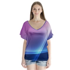 V-Neck Flutter Sleeve Top 