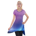 Purple Blue Wave Short Sleeve Side Drop Tunic