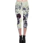 Purple Flower Art Capri Leggings 