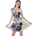 Purple Flower Art Cap Sleeve Dress