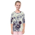 Purple Flower Art Kids  Quarter Sleeve Raglan Tee