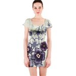 Purple Flower Art Short Sleeve Bodycon Dress