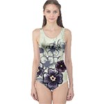 Purple Flower Art One Piece Swimsuit