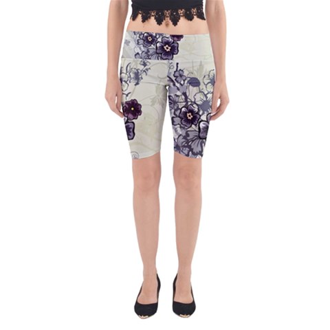 Purple Flower Art Yoga Cropped Leggings from ArtsNow.com