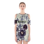 Purple Flower Art Shoulder Cutout One Piece Dress