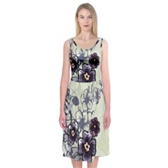 Purple Flower Art Midi Sleeveless Dress from ArtsNow.com