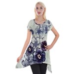 Purple Flower Art Short Sleeve Side Drop Tunic