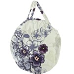 Purple Flower Art Giant Round Zipper Tote