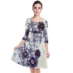 Quarter Sleeve Waist Band Dress 