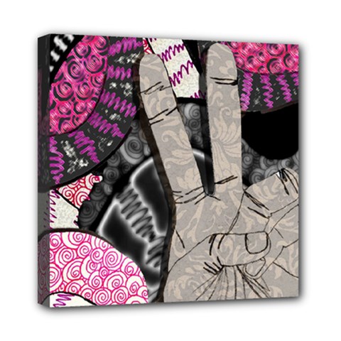 Peace Hand Art Mini Canvas 8  x 8  (Stretched) from ArtsNow.com