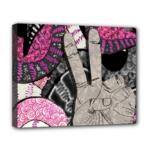 Peace Hand Art Deluxe Canvas 20  x 16  (Stretched) from ArtsNow.com