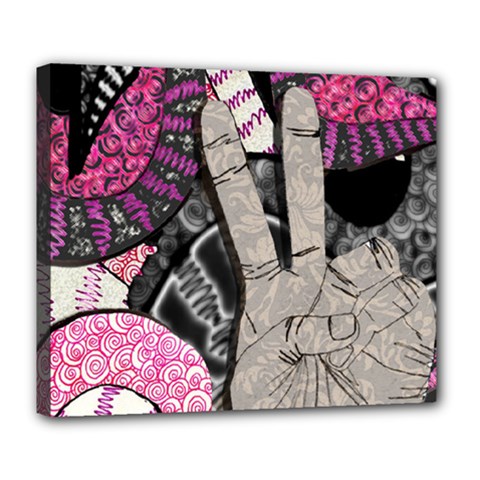 Peace Hand Art Deluxe Canvas 24  x 20  (Stretched) from ArtsNow.com