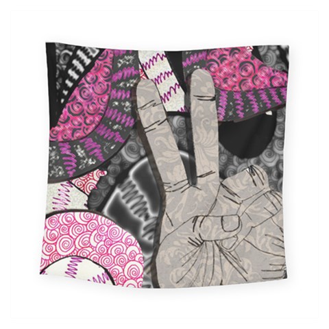 Peace Hand Art Square Tapestry (Small) from ArtsNow.com