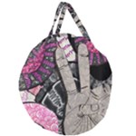 Peace Hand Art Giant Round Zipper Tote