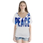 Peace Bird V-Neck Flutter Sleeve Top