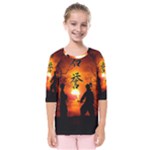 Ninja Sunset Kids  Quarter Sleeve Raglan Tee