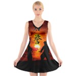 Ninja Sunset V-Neck Sleeveless Dress