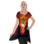 Ninja Sunset Short Sleeve Side Drop Tunic